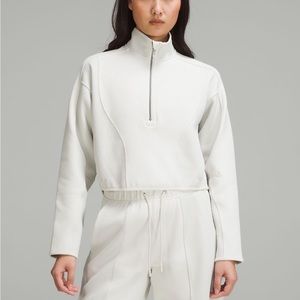 Lululemon mixed fabric half zip pullover Bone
